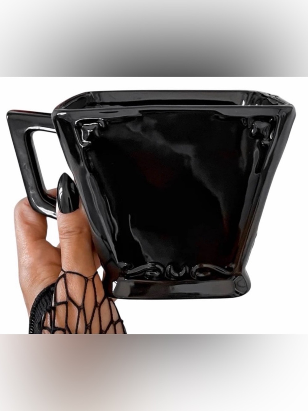 Killstar Mug Teacup 16oz Kitsu Black Haunted Homeware